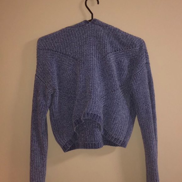 purple long sleeve crop with hood - Picture 1 of 2